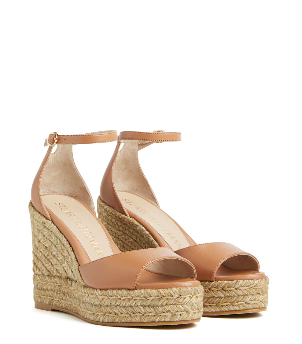 Stuart Weitzman NUDISTCURVE ESPADRILLE WEDGE TAN SF614LARTN2
