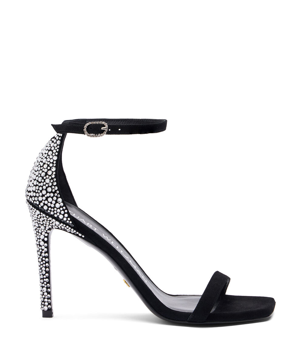 Stuart Weitzman NUDISTCURVE ROYALE 100 SANDAL BLACK/CLEAR SG936SUYBCL