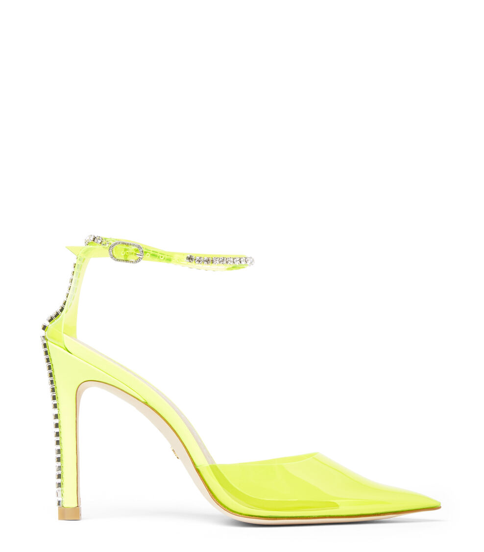Stuart Weitzman STUART GLAM 100 STRAP PUMP NEON YELLOW SC001FUPUKN