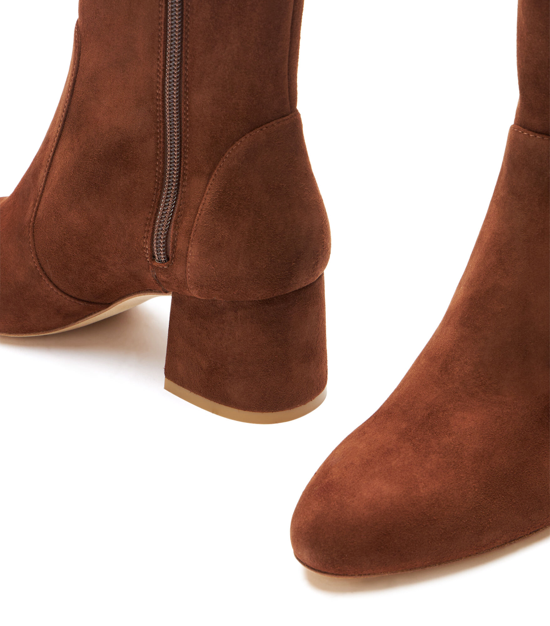 FLAREBLOCK 60 ZIP BOOTIE in DEEP COFFEE for Women | Stuart Weitzman®