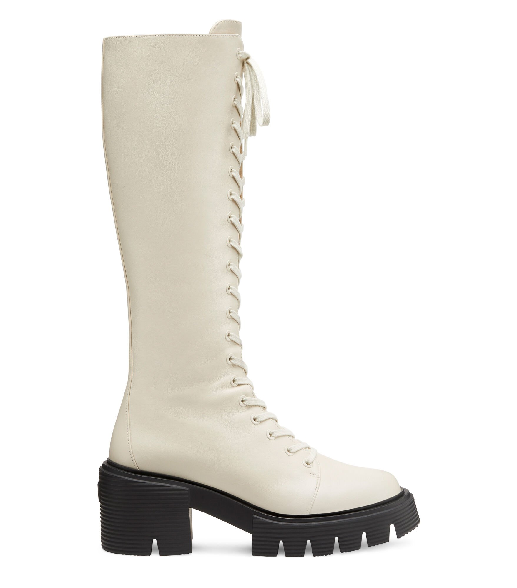 White knee high combat boots on sale