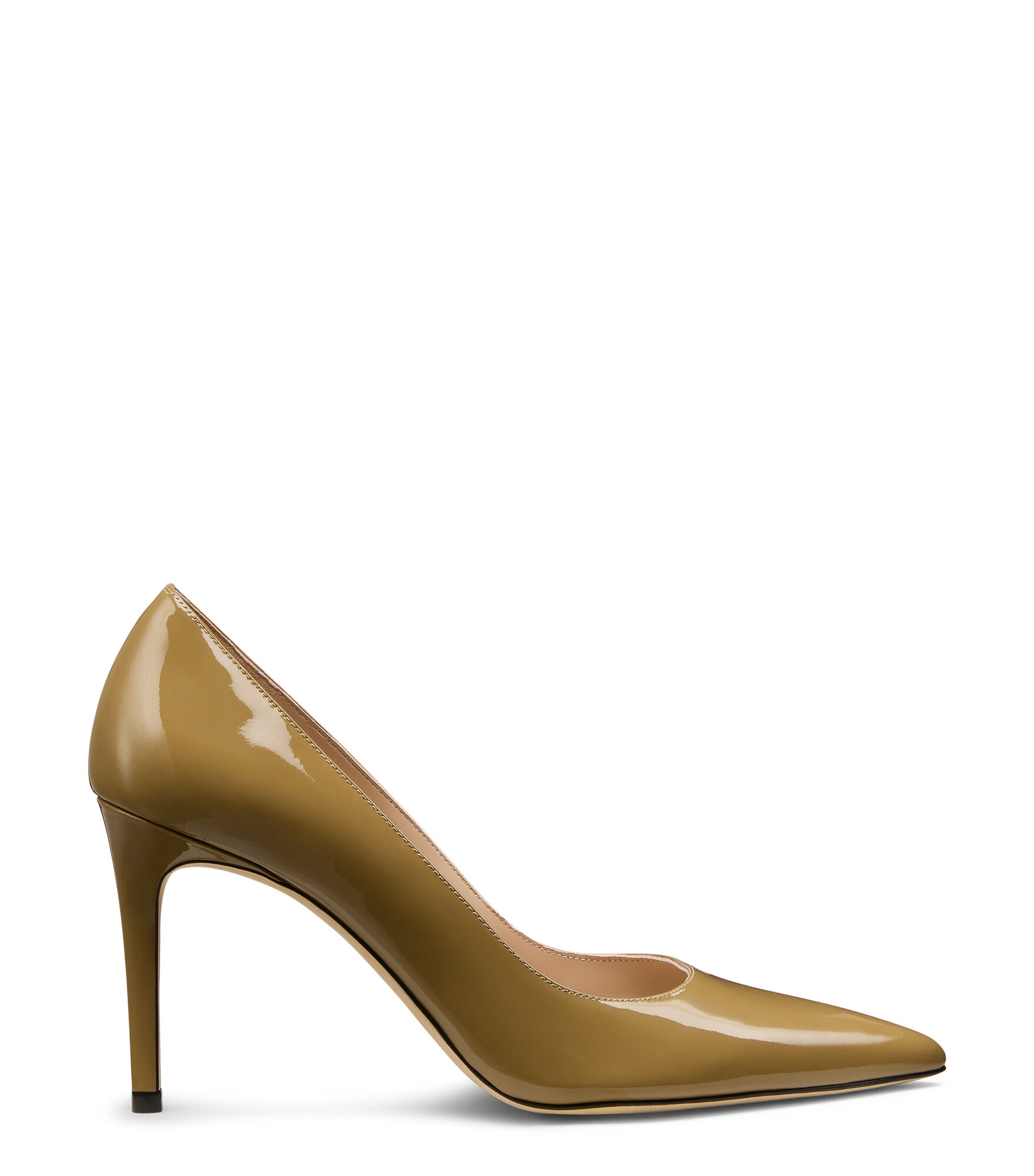 Stuart Weitzman, STUART POWER 85, PUMPS, GOLDEN OLIVE, PATENT