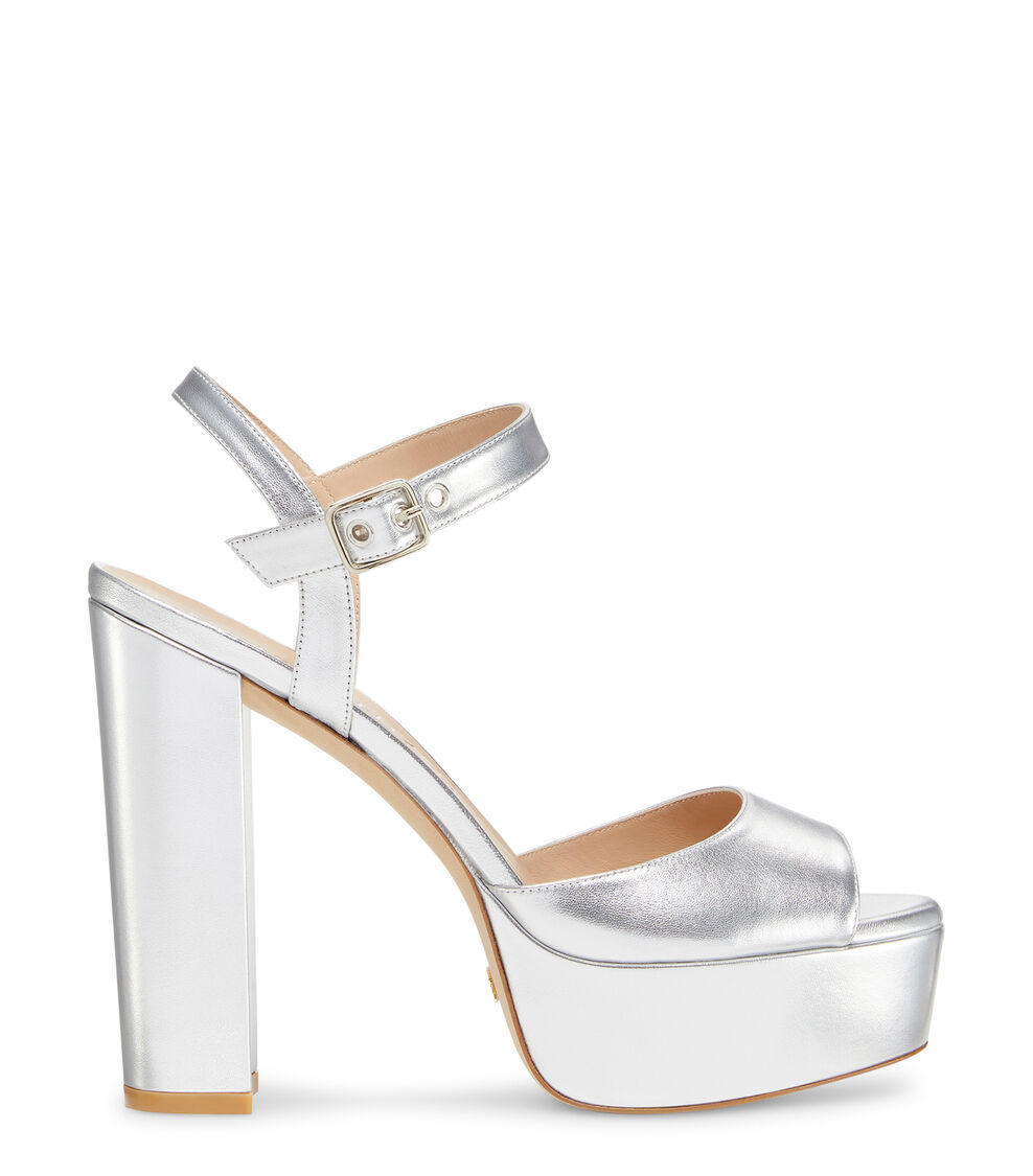 Stuart Weitzman RYDER 95 PLATFORM SANDAL PLATA SA971LIDSLV