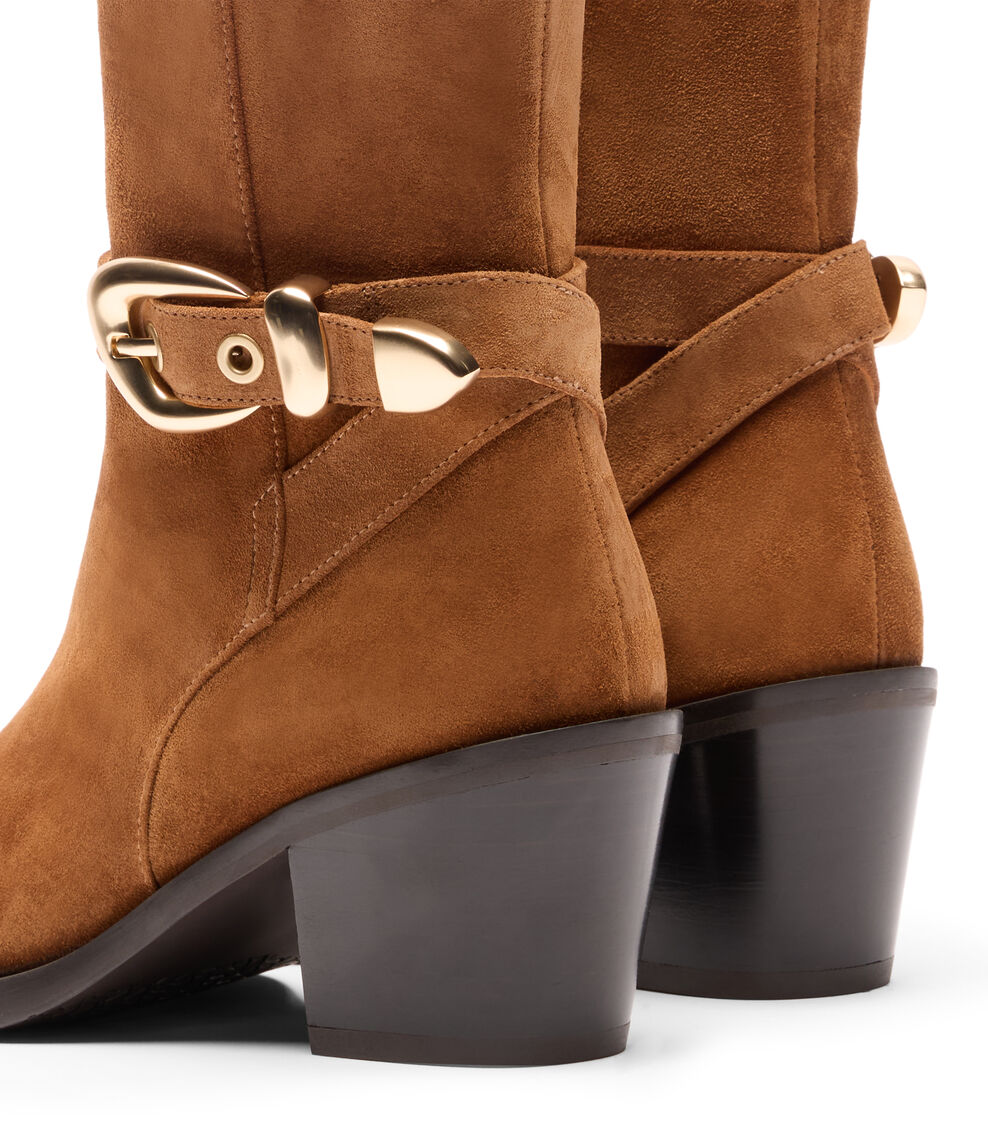 Stuart Weitzman MAVEN WESTERN BOOTIE DOE/DARK BROWN SL348SKDWF3