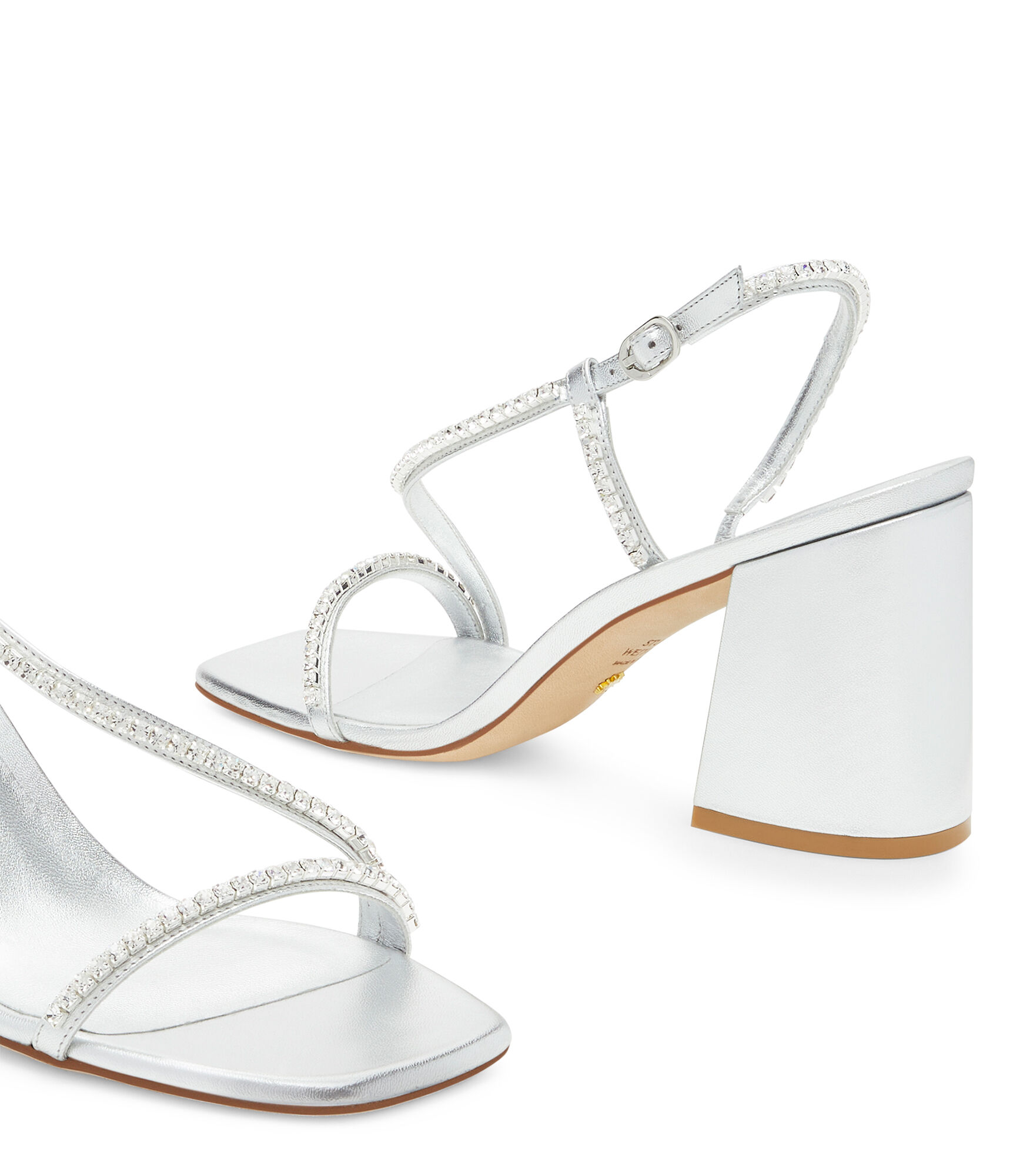 SOIREE CRYSTAL 85 BLOCK SANDAL in SILVER for Women Stuart