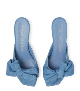 Stuart Weitzman Women's Loveknot Denim Flat Sandals - Blue - Size 5