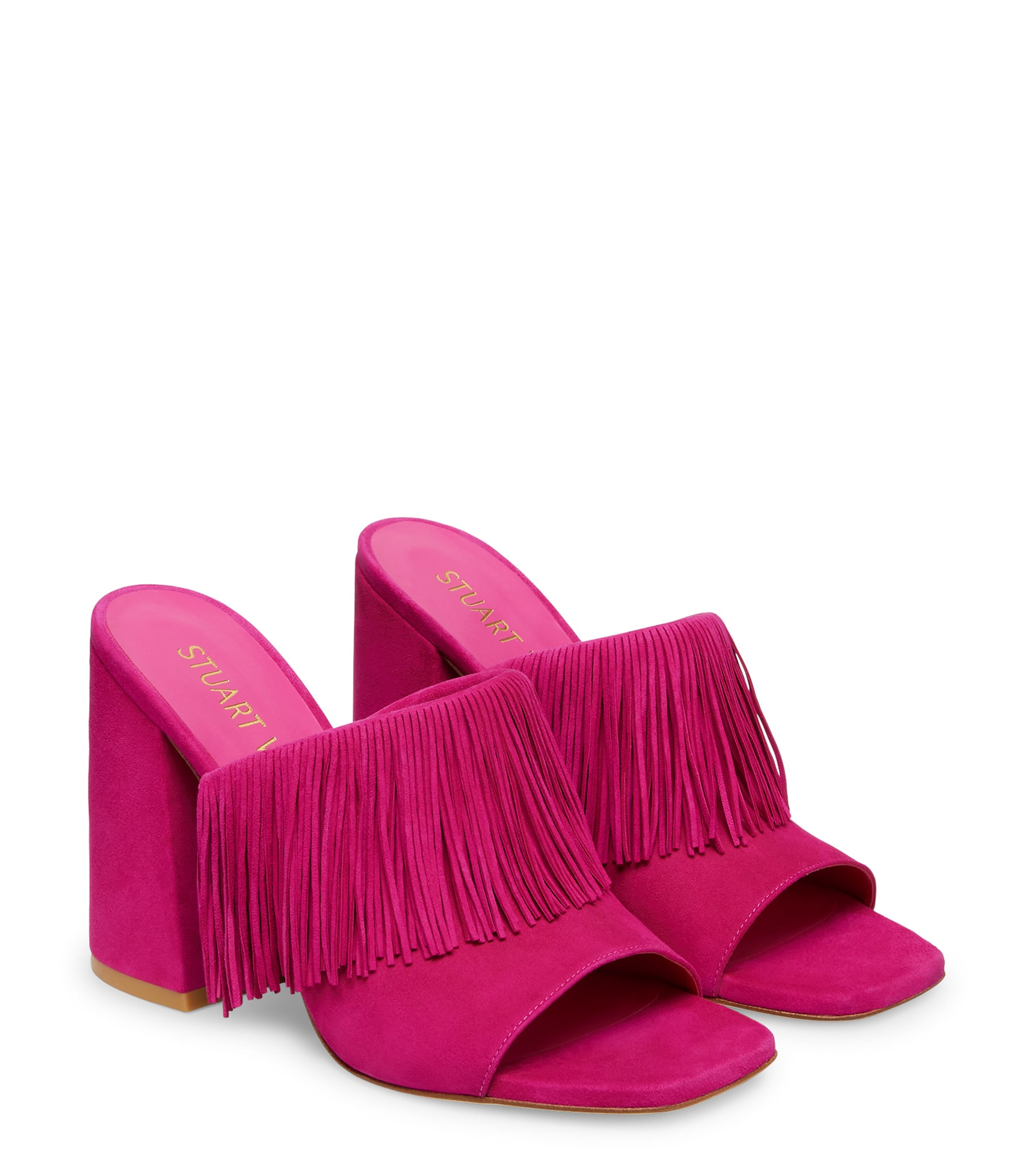  Stuart Weitzman Tia Fringe 100 Slide - Woman  Begonia 39 