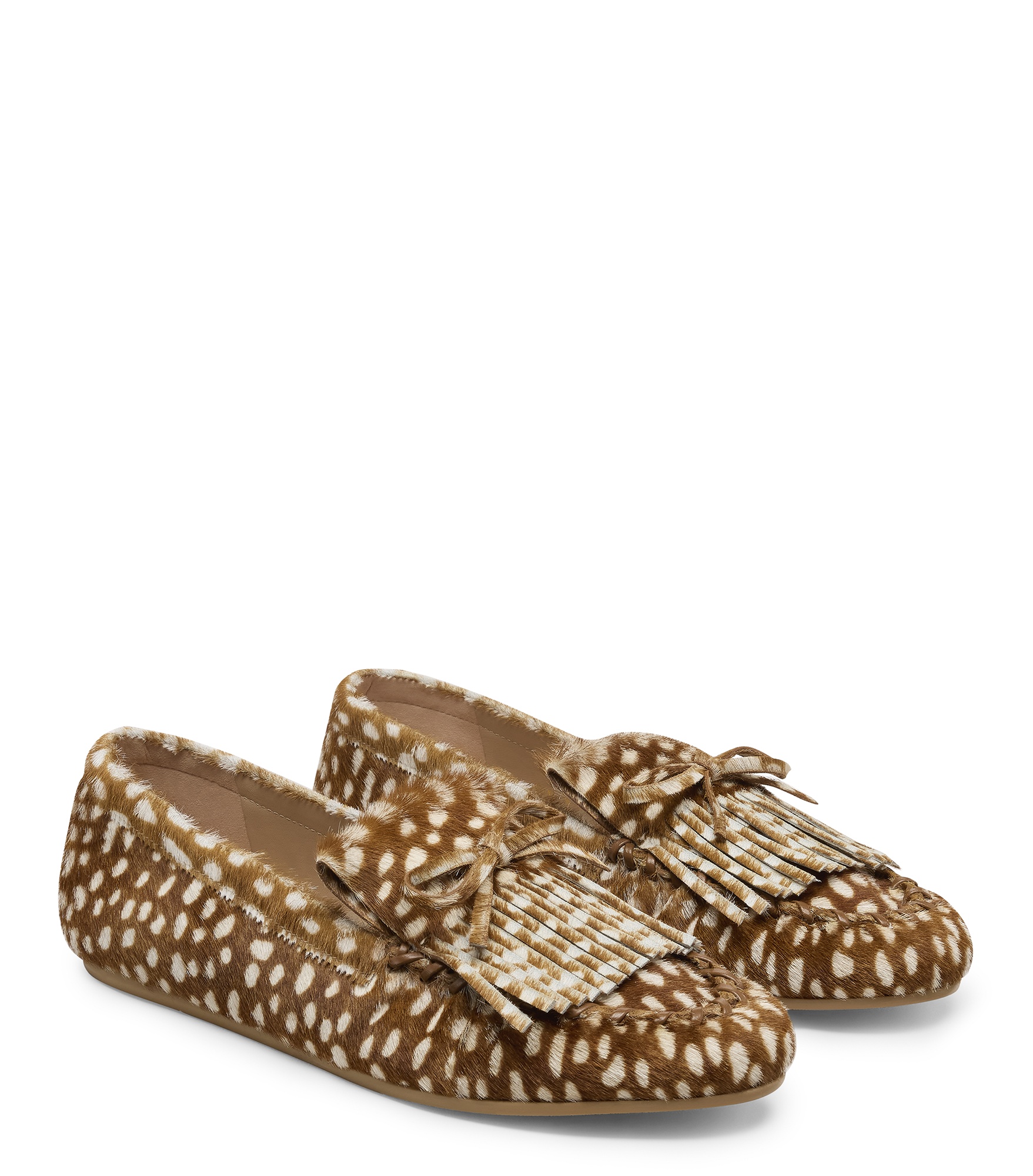  Stuart Weitzman Britt Fringe Moccasin - Frau Loafer Und Flache Schuhe Brown/white 39 