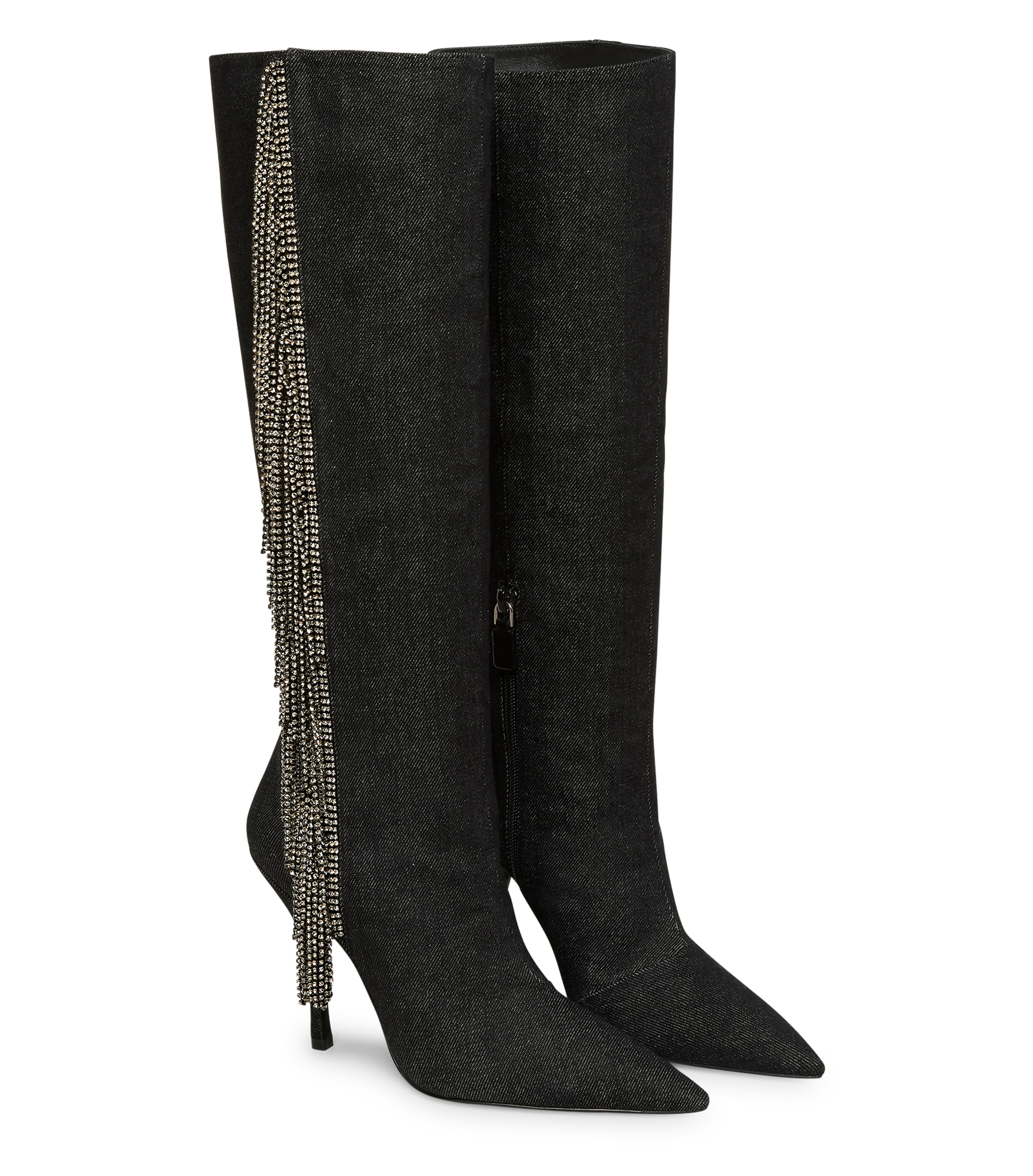  Stuart Weitzman Crystal Fringe Boot - Frau  Schwarz 37 