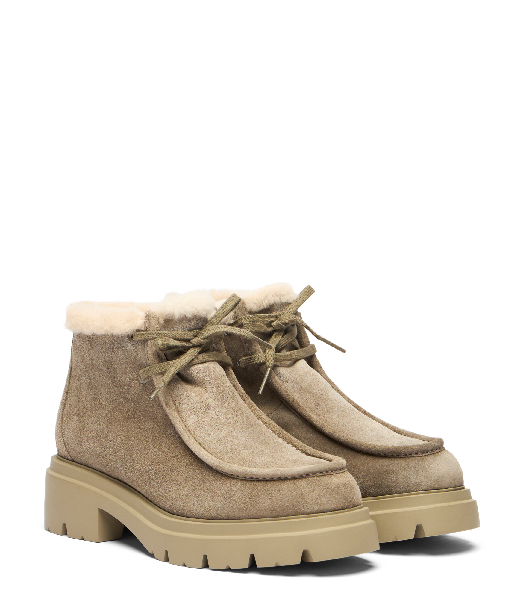  Stuart Weitzman Hudson Shearling Chukka - Frau  Smokey Taupe/vanilla 40 
