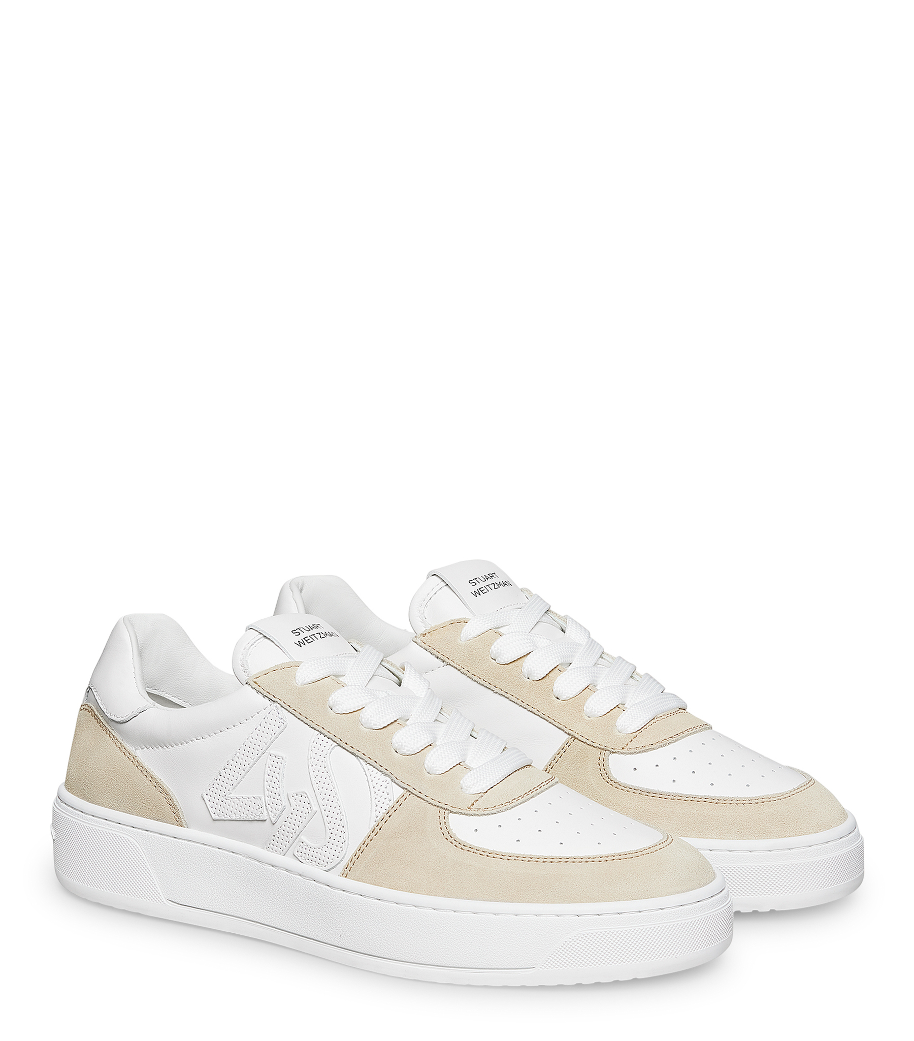  Stuart Weitzman Sw Courtside Monogram Sneaker - Frau Sneakers White/light Beige 35 