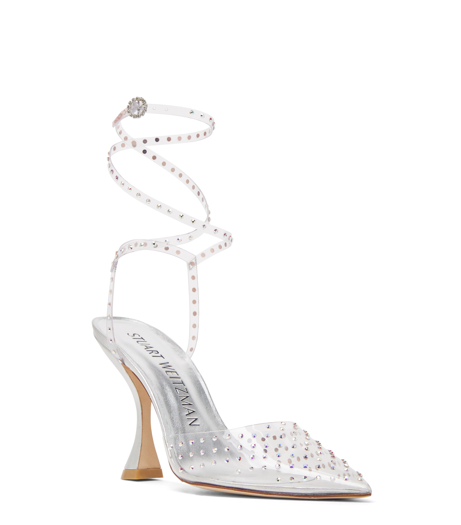  Stuart Weitzman Glam Xcurve 100 Wrap Pump - Woman  Silver 37.5 