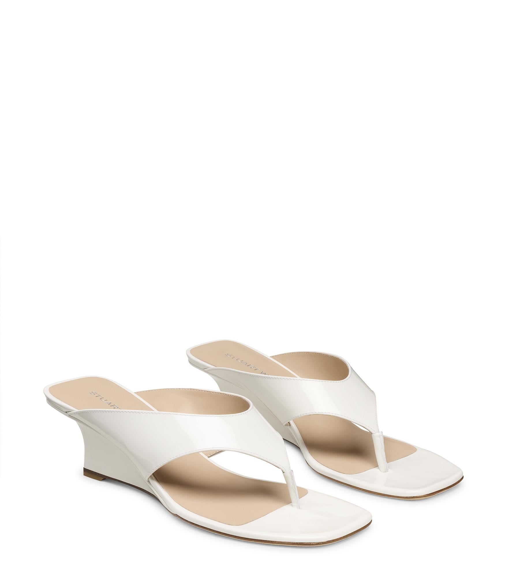  Stuart Weitzman Vinnie Wedge Thong 50 - Frau Keilabsatzschuh Blanco 41 