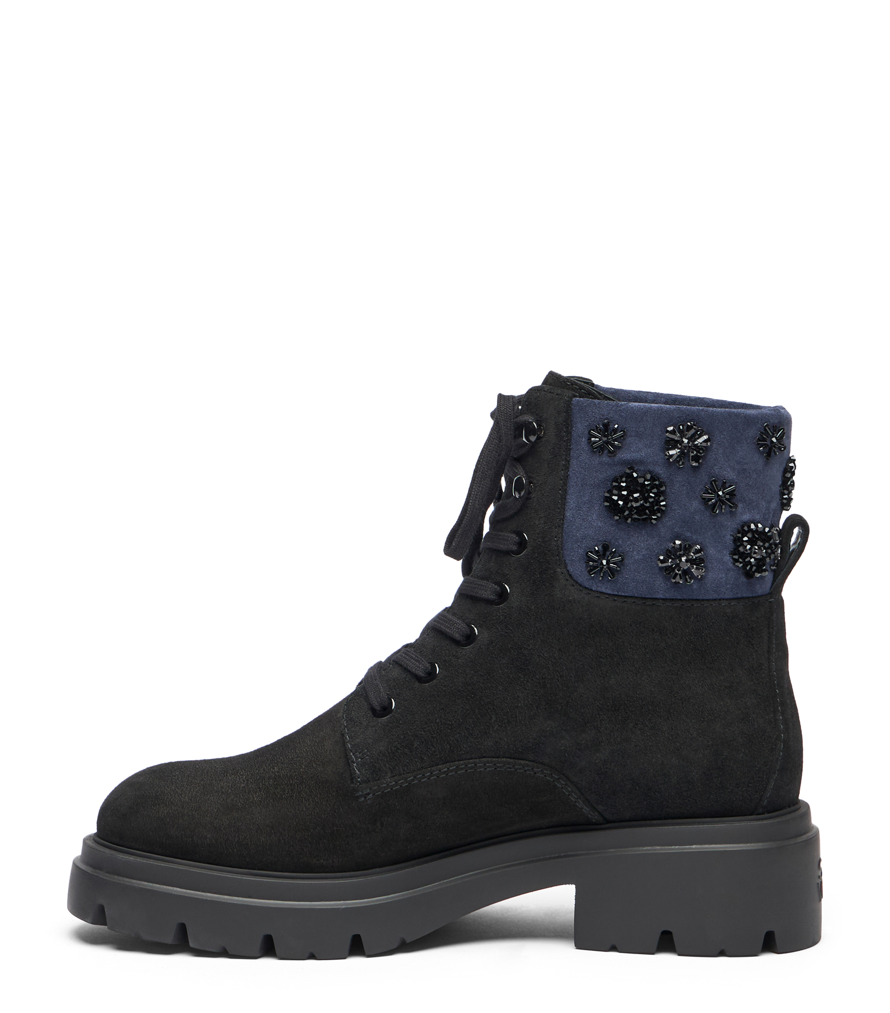  Stuart Weitzman Hudson Lace-up Bootie - Woman  Black/nice Blue 41 