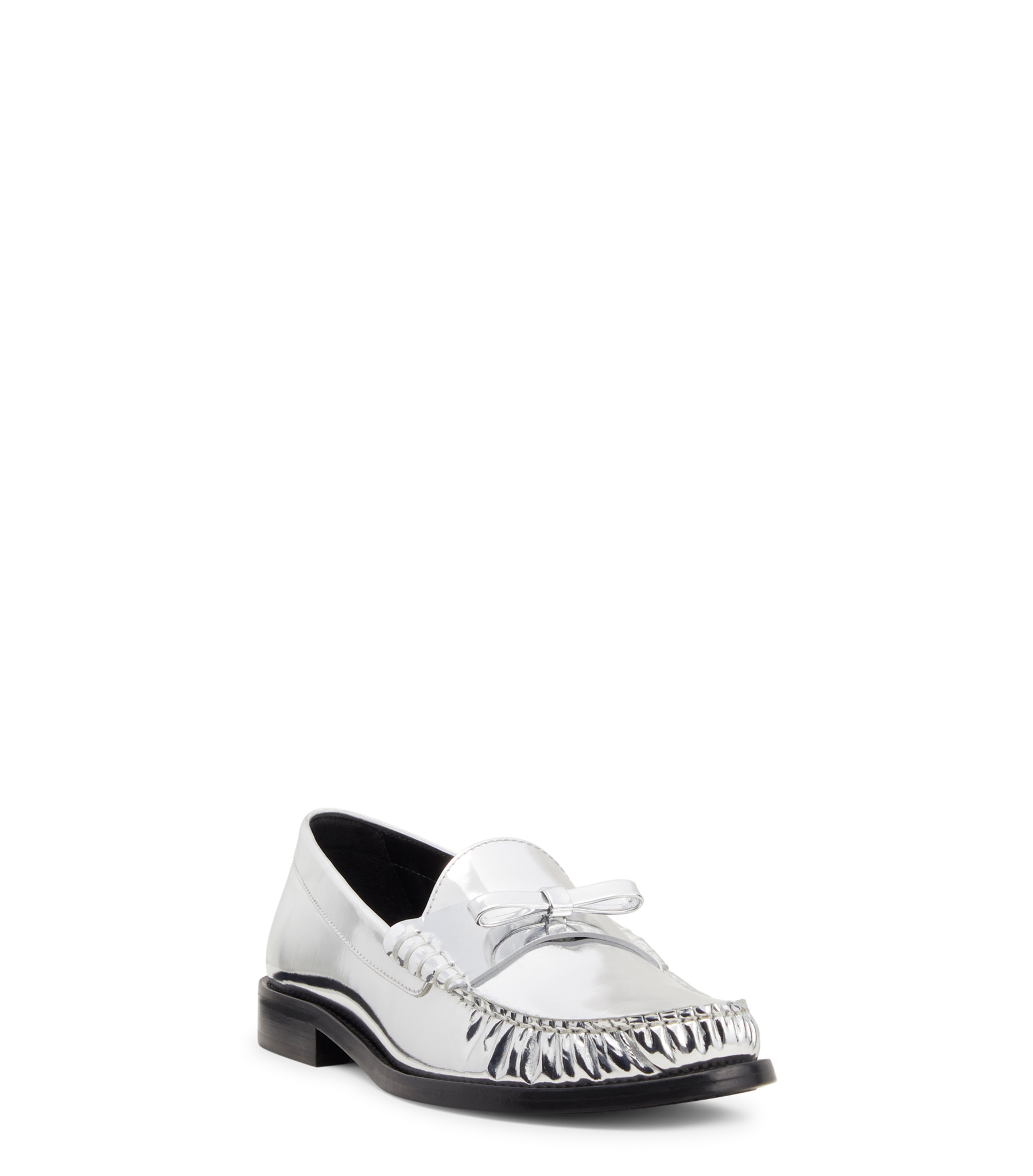  Stuart Weitzman Lottie Bow Loafer - Woman  Silver 37 