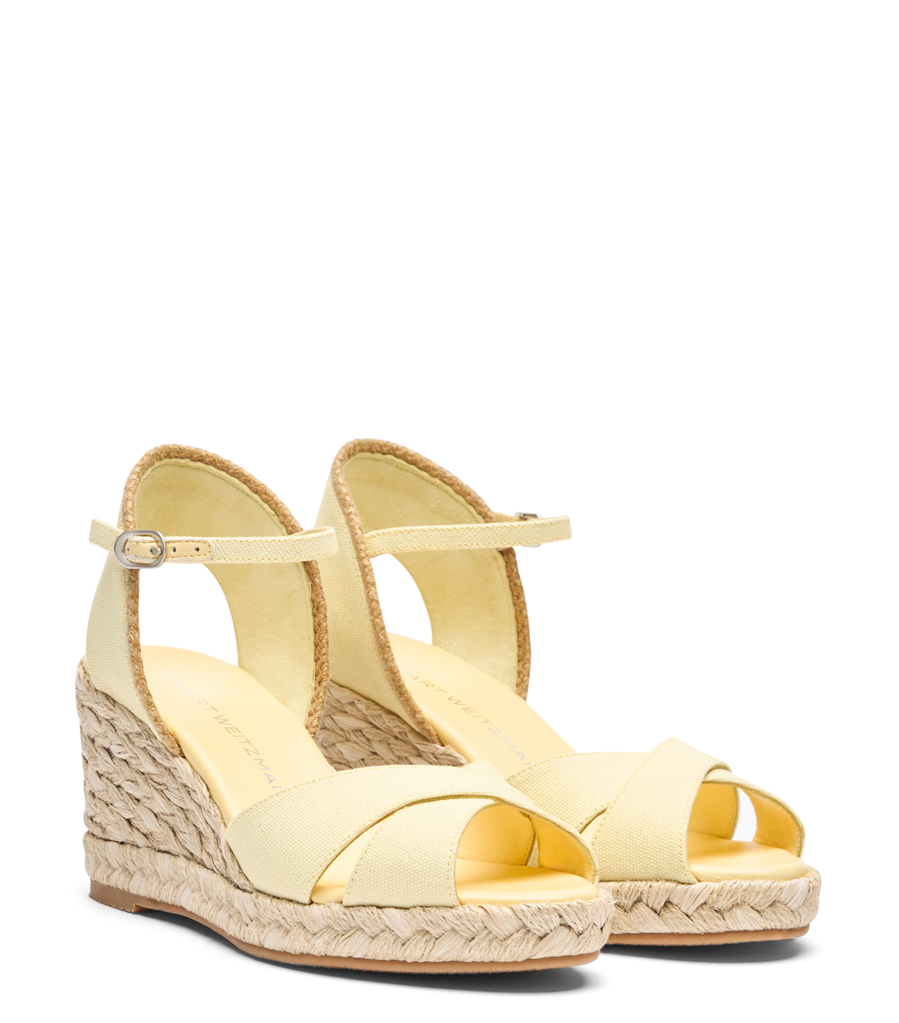  Stuart Weitzman Mirela Ii Espadrille Wedge - Woman  Lemon Chiffon/natural 37 