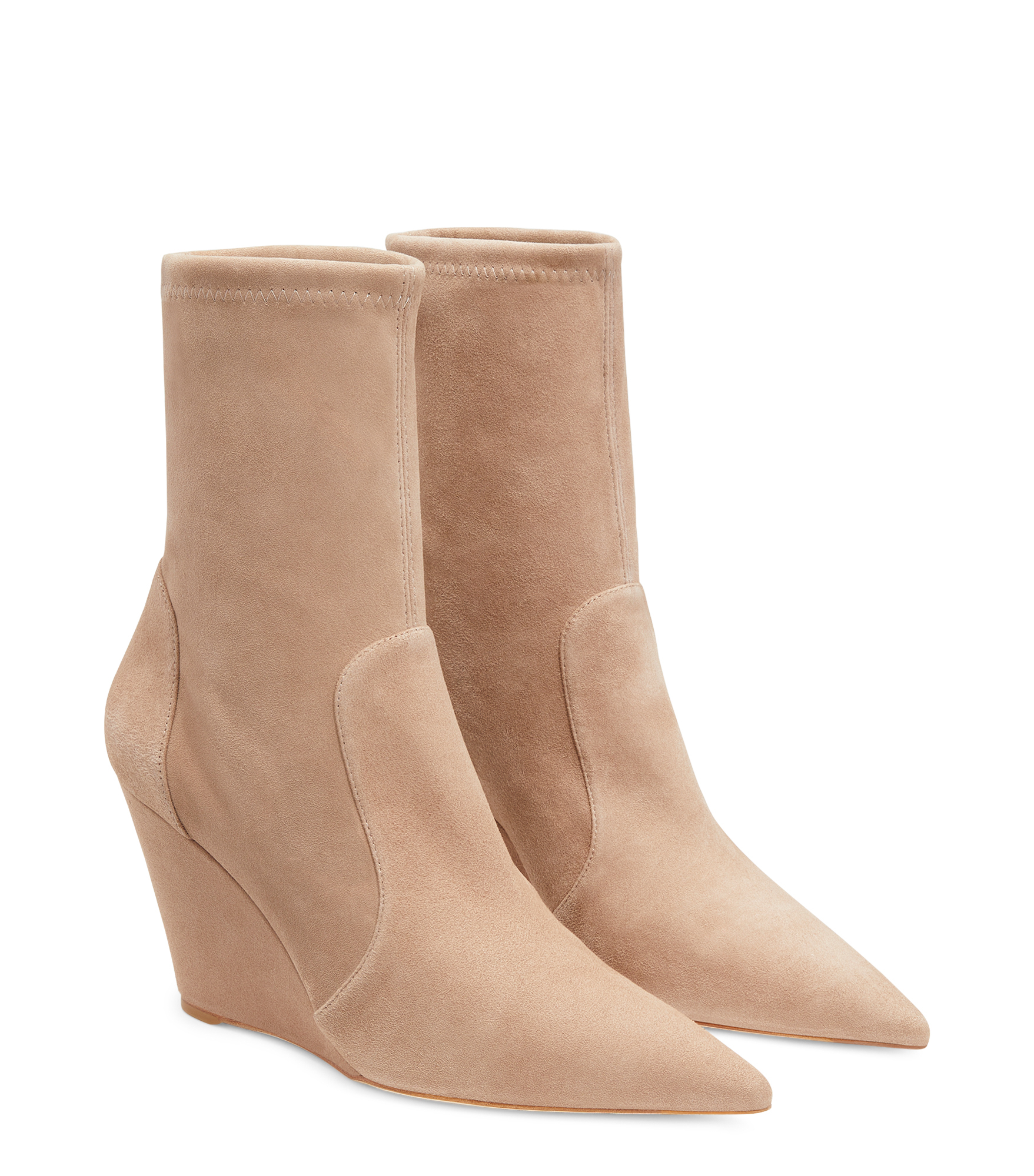  Stuart Weitzman Stuart Wedge 85 Sock Bootie - Woman  Cashmere 37.5 