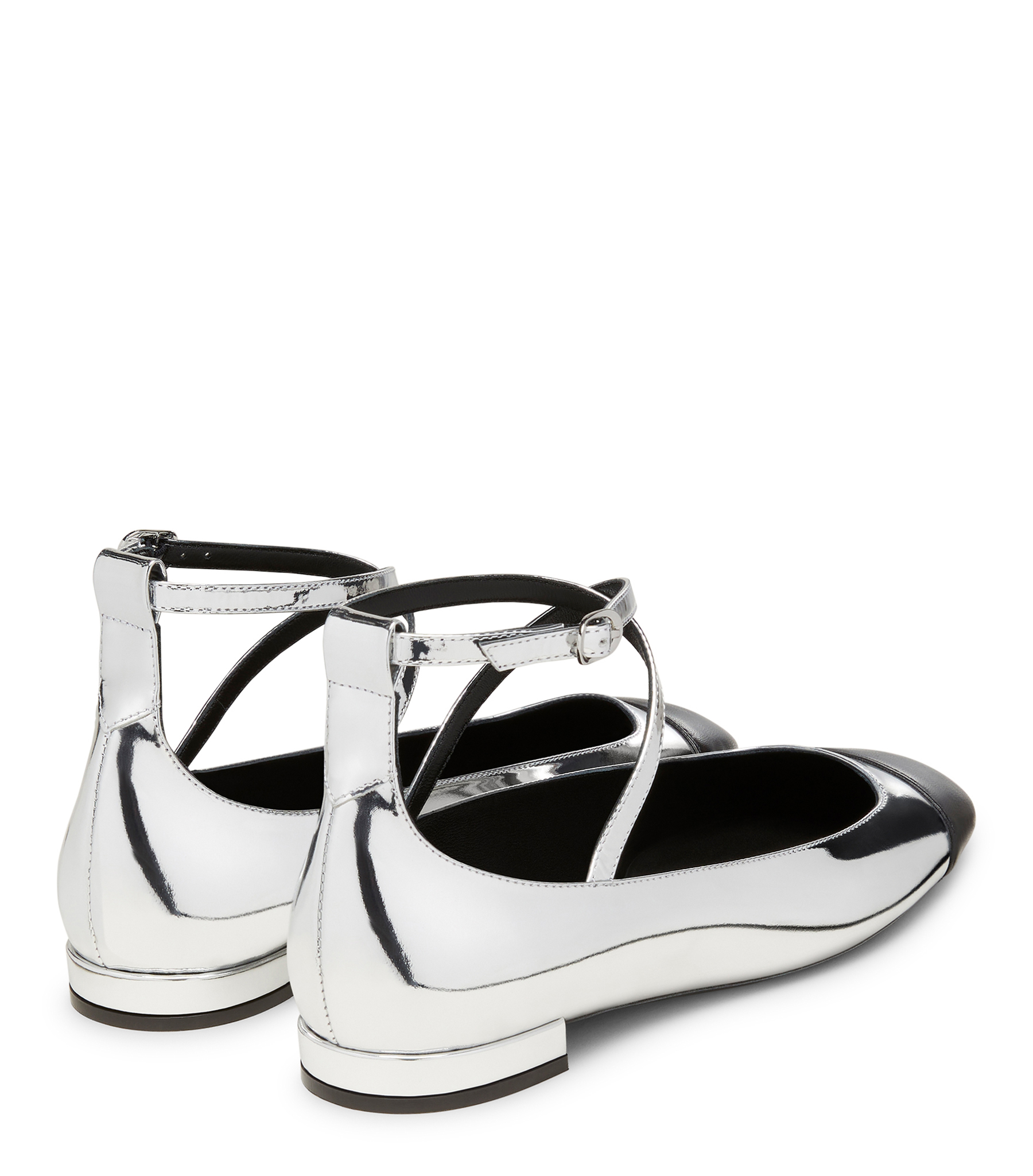  Stuart Weitzman Eden Strap Flat - Woman  Silver/black 36 