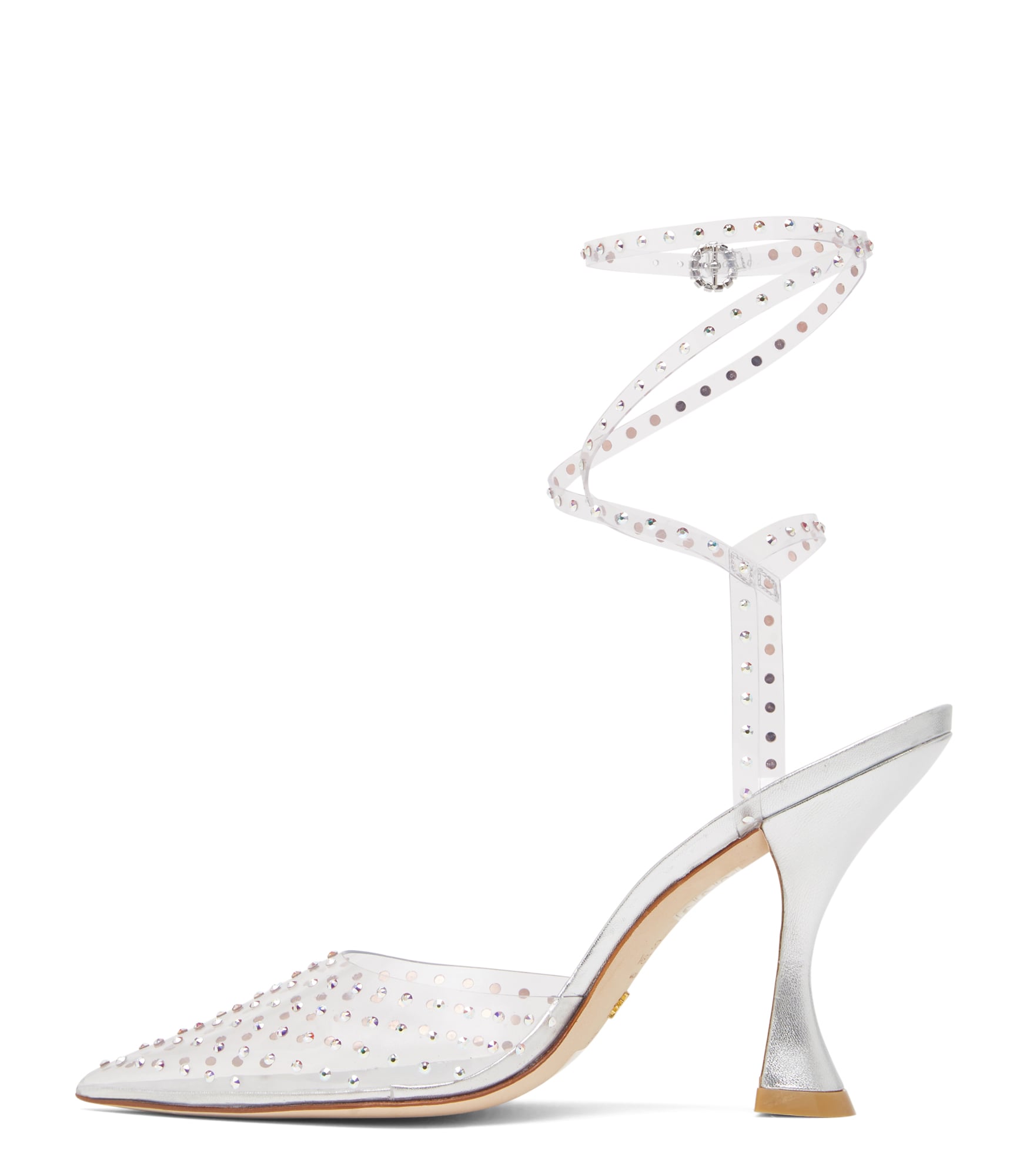  Stuart Weitzman Glam Xcurve 100 Wrap Pump - Woman  Silver 37.5 
