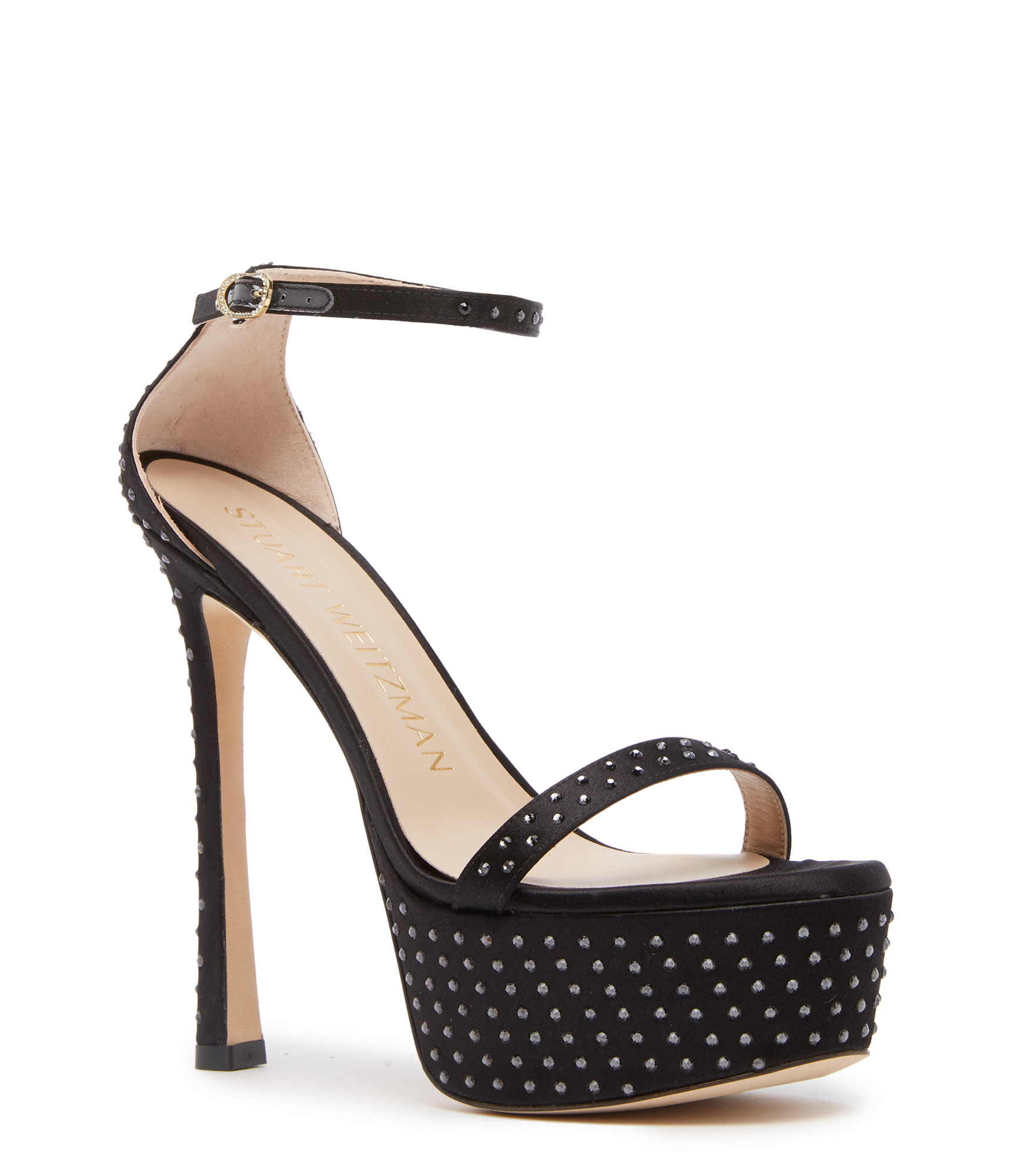 Stuart Weitzman Nudistcurve Hollywood Shine Sandal - Frau  Schwarz 39.5 
