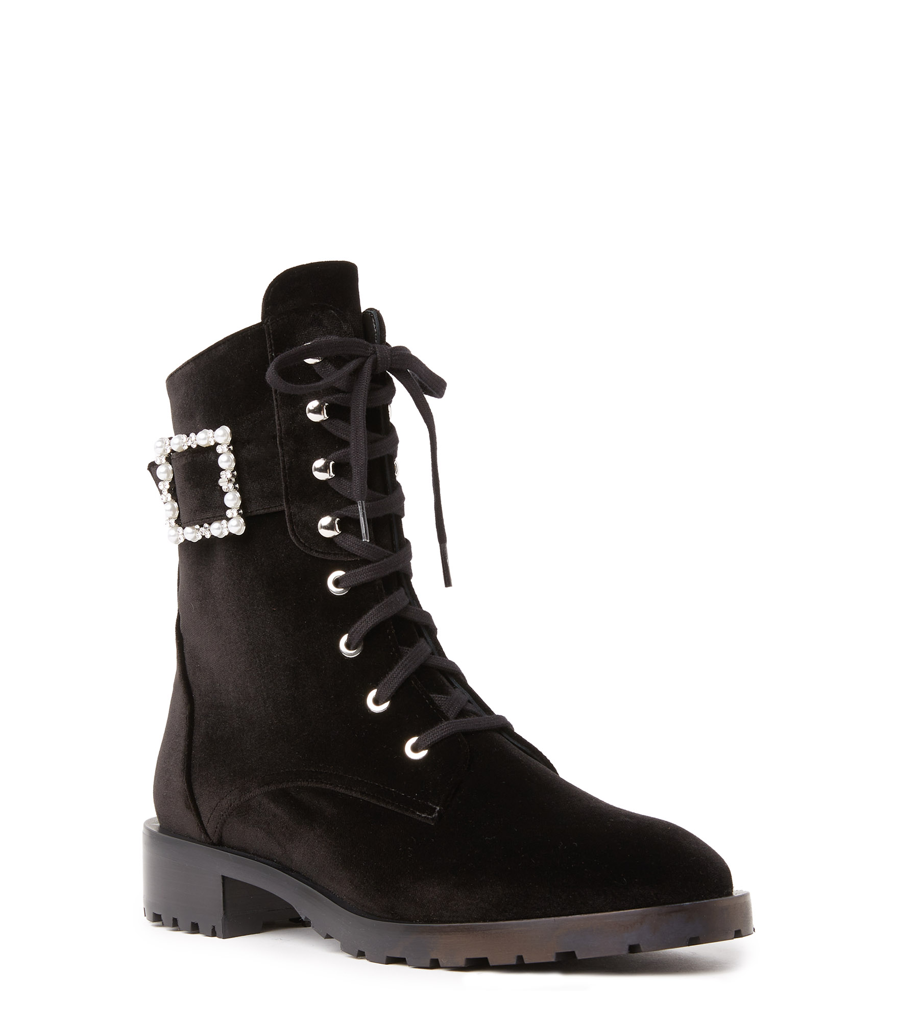  Stuart Weitzman Pearl Buckle Bootie - Frau  Schwarz 36.5 