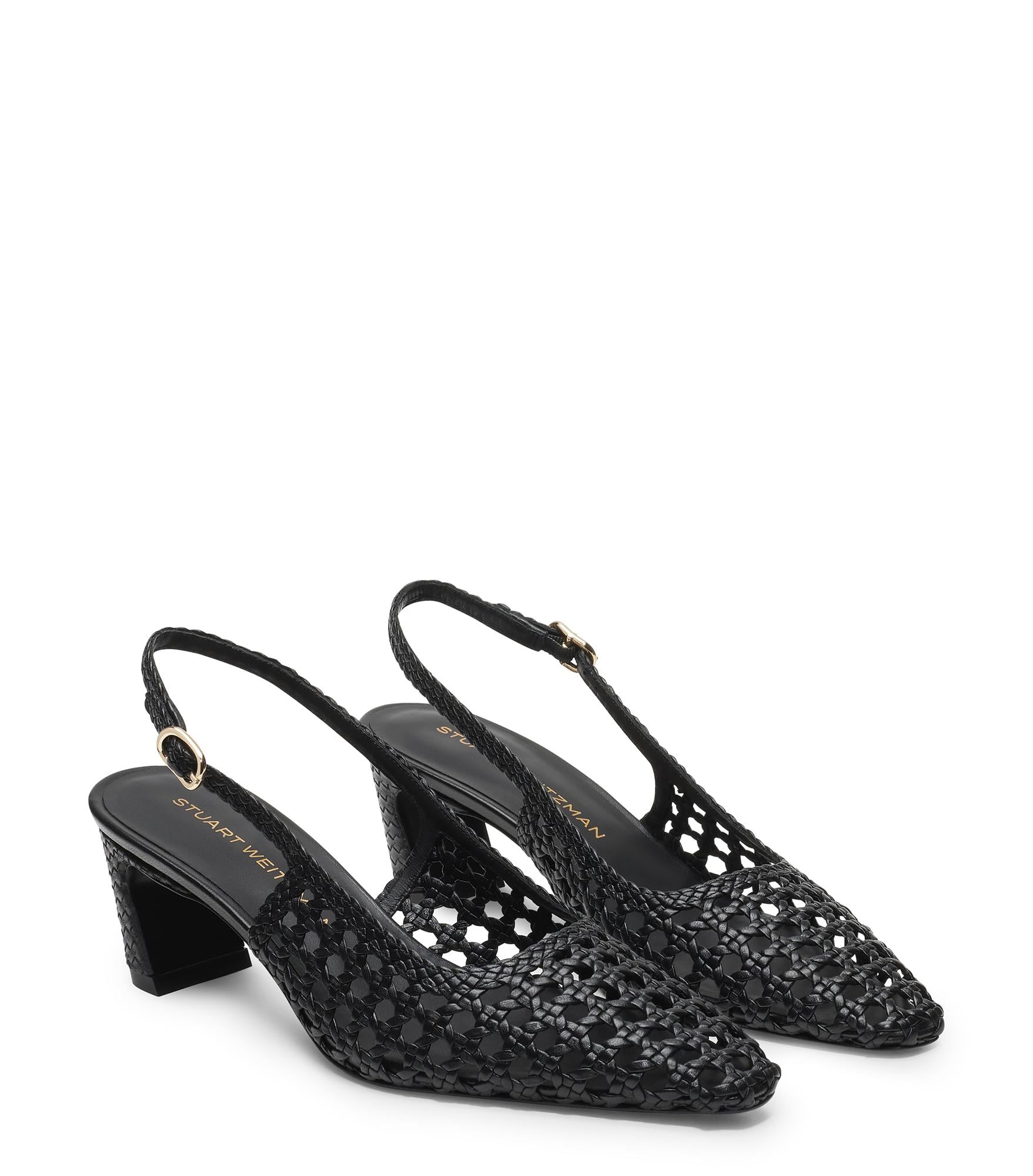  Stuart Weitzman Stassi Woven Slingback 50 - Woman Slingback Black 39.5 