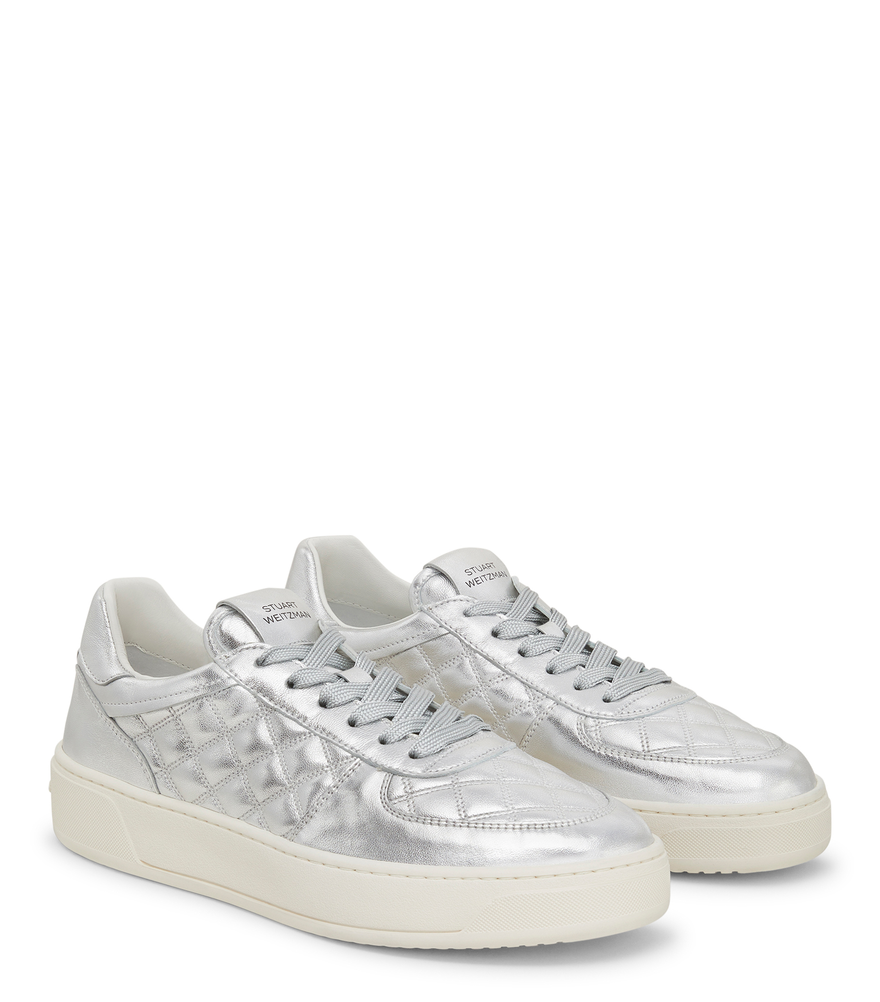  Stuart Weitzman Sw Courtside Sleek Sneaker - Woman  Silver 35 