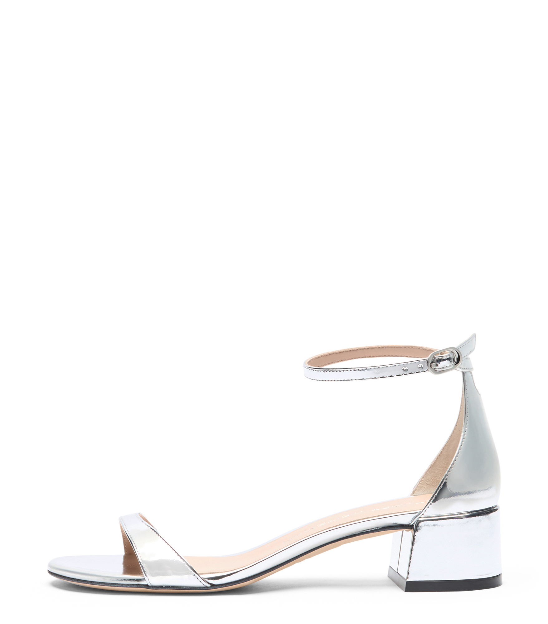  Stuart Weitzman Nudist Block 35 - Woman Sandals Silver 38.5 