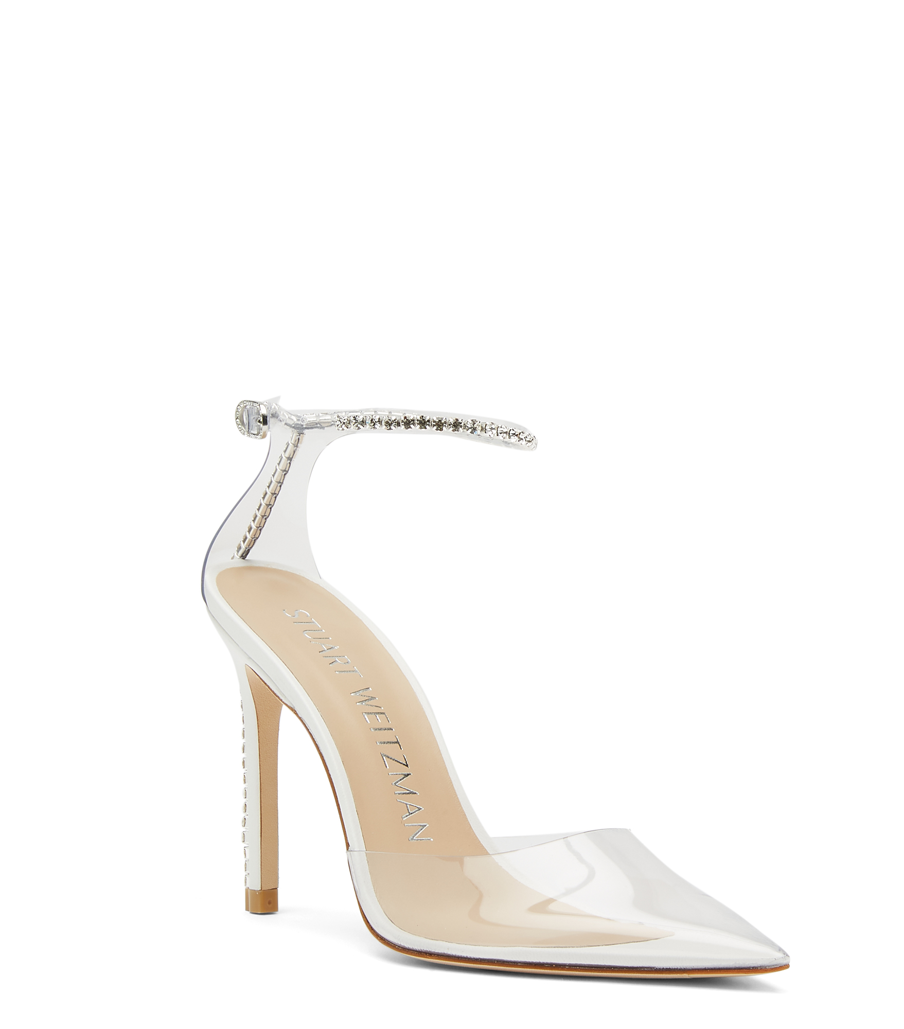  Stuart Weitzman Glam 100 Strap Pump - Frau Sandalen Und Keilabsatzschuh Weiss 37.5 