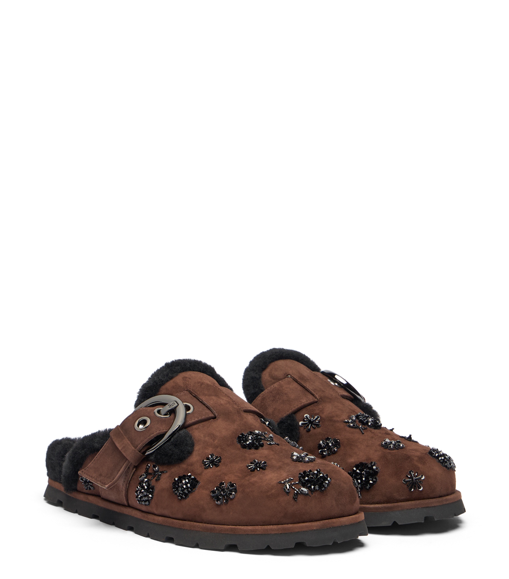  Stuart Weitzman Chrystie Shearling Mule - Frau  Walnut/black 36 